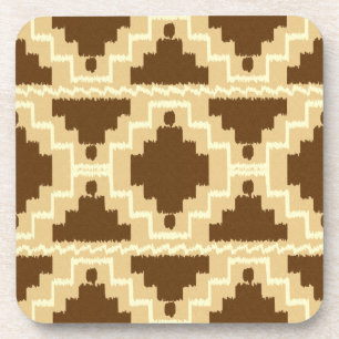 Ikat Aztec Pattern - Tan, brown and cream Coaster