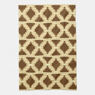 Ikat Aztec Pattern - Tan, brown and cream Kitchen Towel