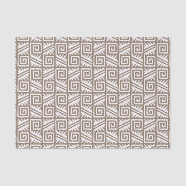 Ikat Aztec Pattern - Taupe Tan and Cream Tissue Paper (Front)