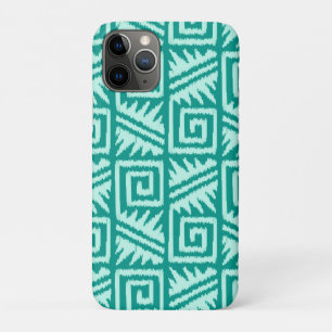 Ikat Aztec Pattern - Turquoise and Aqua iPhone 11 Pro Case