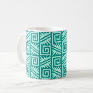 Ikat Aztec Pattern - Turquoise and Aqua Coffee Mug