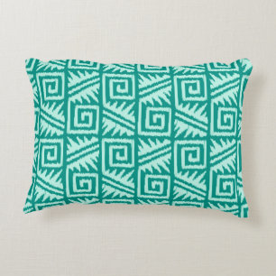 Ikat Aztec Pattern - Turquoise and Aqua Decorative Pillow