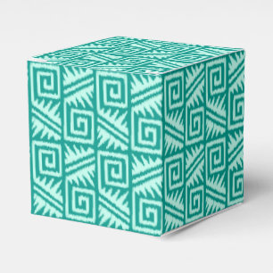 Ikat Aztec Pattern - Turquoise and Aqua Favor Box