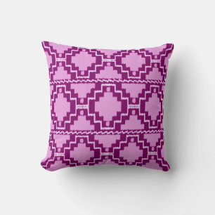 Ikat Aztec Tribal - Amethyst Purple and Violet Throw Pillow