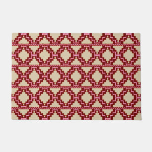 Ikat Aztec Tribal Beige, Burgundy and Beige Doormat