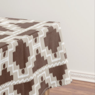Ikat Aztec Tribal - Chocolate Brown and Taupe Tablecloth