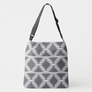 Ikat Aztec Tribal - Dark and light Grey / Grey Crossbody Bag