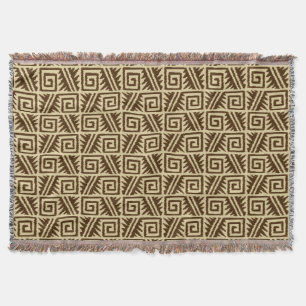 Ikat Aztec Tribal - Dark Brown and Tan Throw Blanket