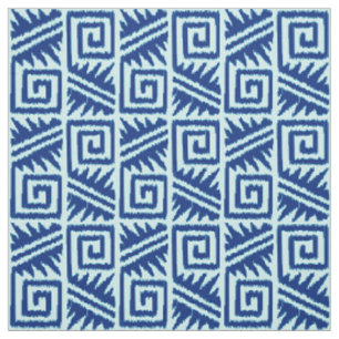 Ikat Aztec Tribal - Indigo and Light Blue Fabric