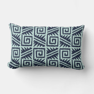 Ikat Aztec Tribal - Indigo and Light Blue Lumbar Pillow