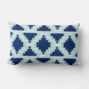 Ikat Aztec Tribal - Indigo and light blue Lumbar Pillow