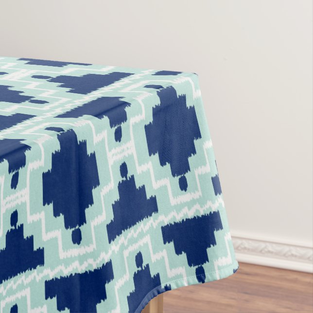 Ikat Aztec Tribal - Indigo and light blue Tablecloth (In Situ)