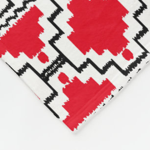 Ikat Aztec Tribal - Red, Black and White Fleece Blanket
