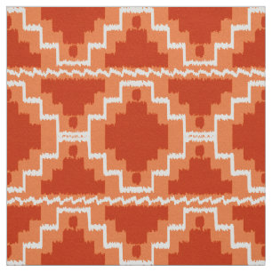 Ikat Aztec Tribal - Rust, Orange and white Fabric