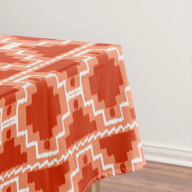 Ikat Aztec Tribal - Rust, Orange and white Tablecloth (In Situ)