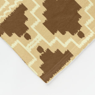 Ikat Aztec Tribal - Tan, brown and cream Fleece Blanket
