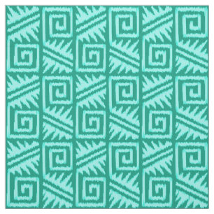 Ikat Aztec Tribal - Turquoise and Aqua Fabric