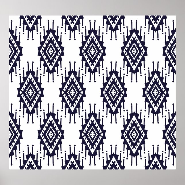 Ikat Boho Aztec Textile Motif Poster (Front)