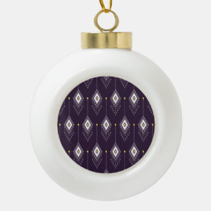 Ikat Chandelier Pattern: Vintage Textile Design Ceramic Ball Christmas Ornament