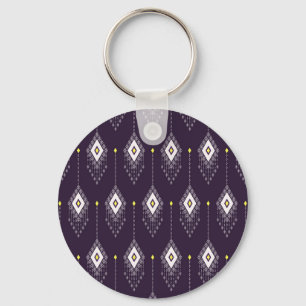 Ikat Chandelier Pattern: Vintage Textile Design Keychain