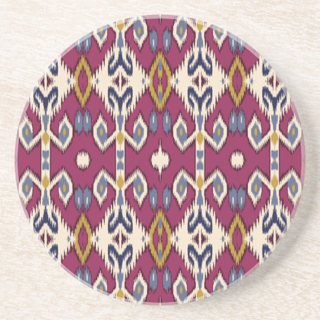 Ikat Chevron: Ethnic Elegance Coaster (Front)