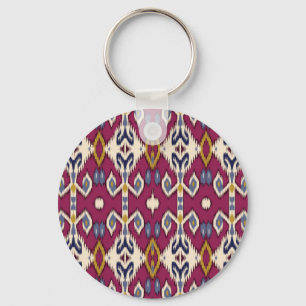 Ikat Chevron: Ethnic Elegance Keychain