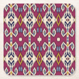 Ikat Chevron: Ethnic Elegance Square Paper Coaster