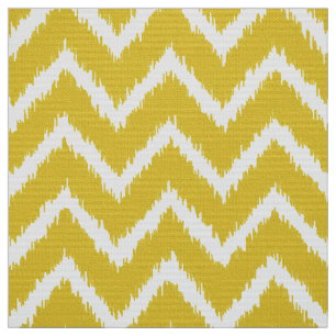 Ikat Chevron Pattern - Mustard yellow and white Fabric
