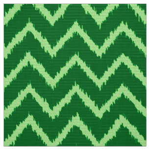 Ikat Chevron Pattern - Pine and light green Fabric