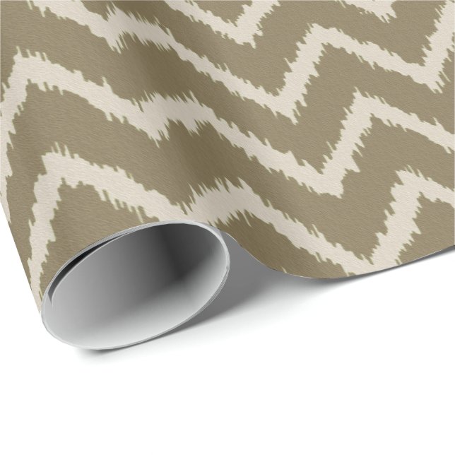 Ikat Chevron Pattern - Taupe tan and beige Wrapping Paper (Roll Corner)