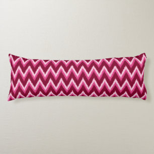 Ikat Chevron Stripes - Burqundy, Rose and Pink Body Pillow