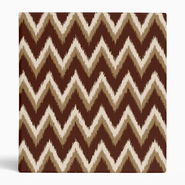 Ikat Chevron Stripes - Chocolate Brown & Beige Binder (Front)