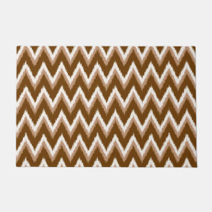 Ikat Chevron Stripes - Chocolate Brown & Beige Doormat