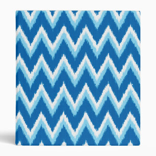Ikat Chevron Stripes - Cobalt, Sky Blue and White Binder
