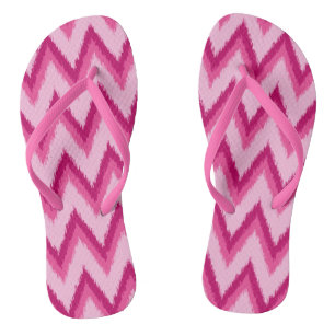 Ikat Chevron Stripes - Fuchsia and Pale Pink Flip Flops