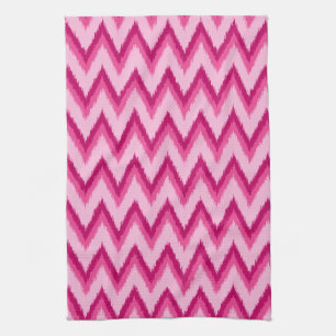 Ikat Chevron Stripes - Fuchsia and Pale Pink Kitchen Towel