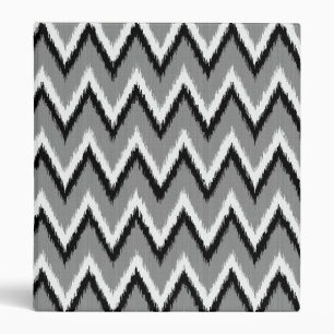 Ikat Chevron Stripes - Grey / Grey, Black & White Binder