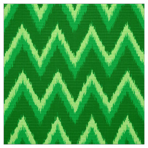 Ikat Chevron Stripes - Pine and Lime Green Fabric