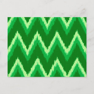 Ikat Chevron Stripes - Pine and Lime Green Postcard