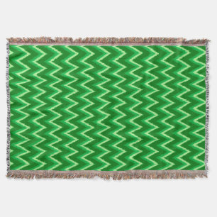 Ikat Chevron Stripes - Pine and Lime Green Throw Blanket