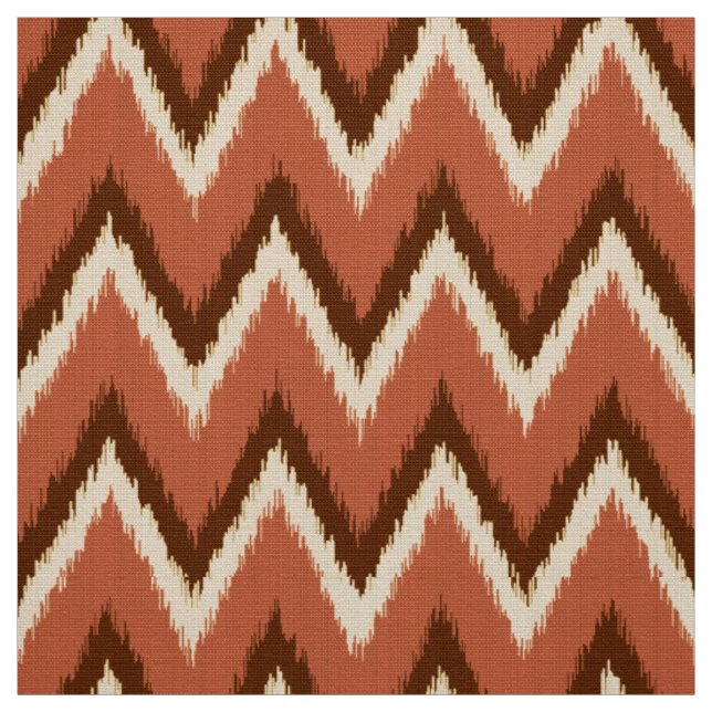 Ikat Chevron Stripes - Rust, Brown and Beige Fabric (Swatch)