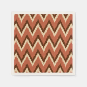 Ikat Chevron Stripes - Rust, Brown and Beige Napkin