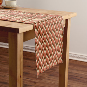 Ikat Chevron Stripes - Rust, Brown and Beige Short Table Runner