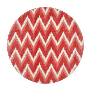 Ikat Chevron Stripes - Rust Orange and White Cutting Board