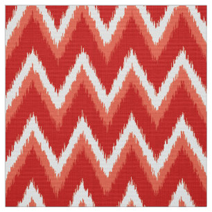 Ikat Chevron Stripes - Rust Orange and White Fabric