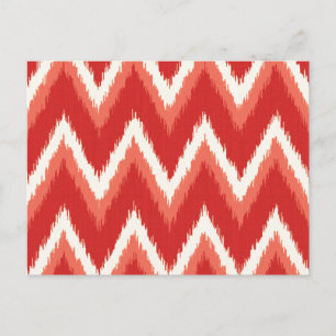 Ikat Chevron Stripes - Rust Orange and White Postcard