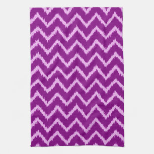 Ikat Chevrons - Amethyst purple and light orchid Kitchen Towel