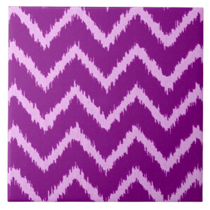 Ikat Chevrons - Amethyst purple and light orchid Tile