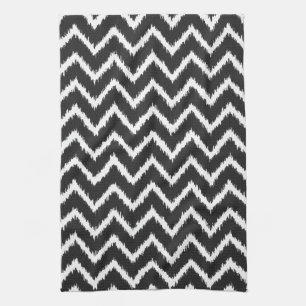 Ikat Chevrons - Black and white Kitchen Towel