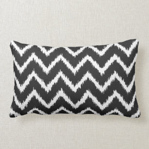 Ikat Chevrons - Black and white Lumbar Pillow